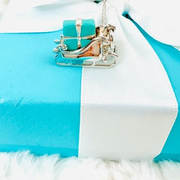 Tiffany & co blue enamel silver sled charm necklace - Picture 5 of 13
